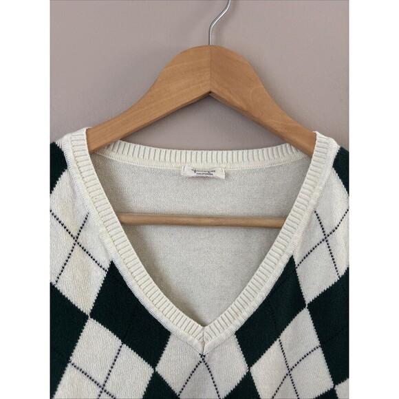 John Galt Women’s Green Beige Checkered Sweater Size Small - Picture 2 of 7